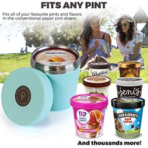 The Ice Cream Canteen Vacuum Insulated Ice Cream Pint Cooler Keeps Ice Cream Frozen for hours enjoy ice cream anywhere (Stainless Steel)