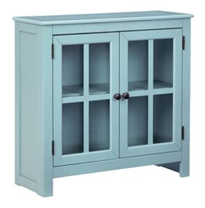 signature design by ashley nalinwood modern accent cabinet with lattice doors, teal blue