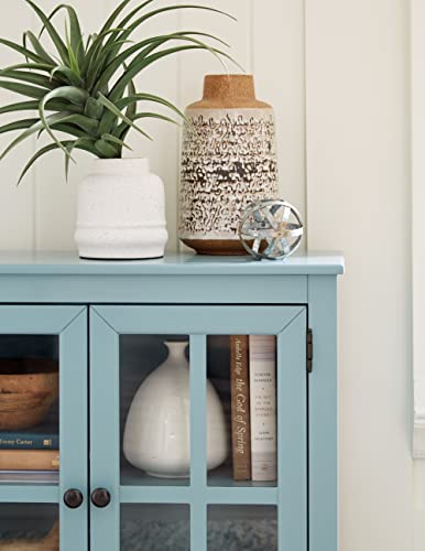 Signature Design by Ashley Nalinwood Modern Accent Cabinet with Lattice Doors, Teal Blue