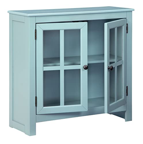 Signature Design by Ashley Nalinwood Modern Accent Cabinet with Lattice Doors, Teal Blue