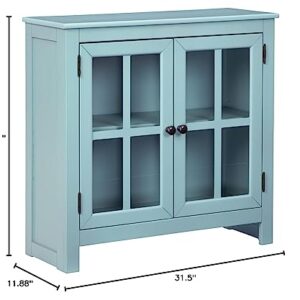 Signature Design by Ashley Nalinwood Modern Accent Cabinet with Lattice Doors, Teal Blue