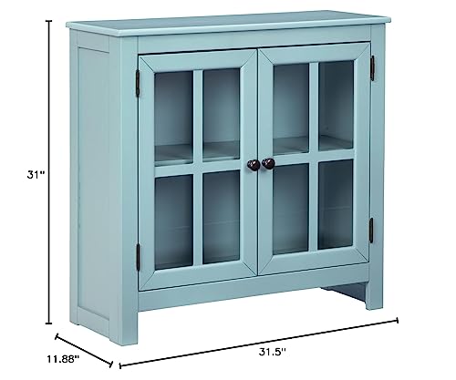 Signature Design by Ashley Nalinwood Modern Accent Cabinet with Lattice Doors, Teal Blue