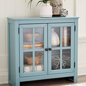 Signature Design by Ashley Nalinwood Modern Accent Cabinet with Lattice Doors, Teal Blue