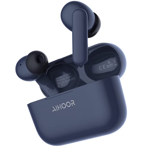 AIHOOR Wireless Earbuds for iOS & Android Phones, Bluetooth 5.3 in-Ear Headphones with Extra Bass, Built-in Mic, Touch Control, USB Charging Case, 30hr Battery Earphones, Waterproof for Sport