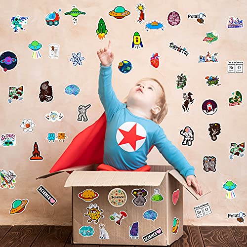 200 Pieces Student Science Laboratory Stickers and Astronaut Space Sticker Set for Laptop Water Bottle Guitar Skateboard, Teens Kids Personalized Decals (Cute Style)