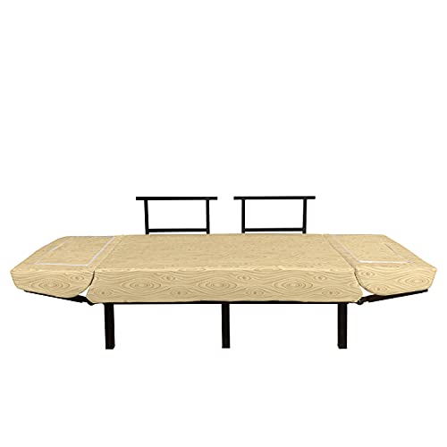 Ambesonne Beige Futon Couch, Wooden Texture Pattern Grains of Wood Natural Tree Growth Lines of Nature Organic Theme, Daybed with Metal Frame Upholstered Sofa for Living Dorm, Loveseat, Cream