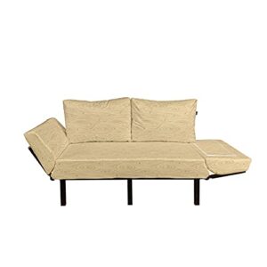Ambesonne Beige Futon Couch, Wooden Texture Pattern Grains of Wood Natural Tree Growth Lines of Nature Organic Theme, Daybed with Metal Frame Upholstered Sofa for Living Dorm, Loveseat, Cream