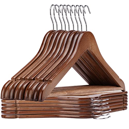 JDGOU Wooden Hangers 20 Pack Clothes Hangers Wood Hangers Walnut Smooth Finish Coat Hanger for Closet Heavy Duty Hangers for Clothes Dress Suit