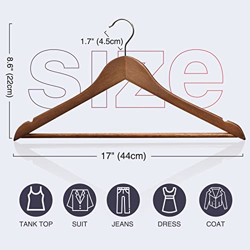 JDGOU Wooden Hangers 20 Pack Clothes Hangers Wood Hangers Walnut Smooth Finish Coat Hanger for Closet Heavy Duty Hangers for Clothes Dress Suit