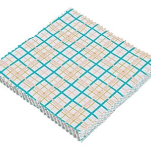 Soimoi Check Print Precut 5-inch Cotton Fabric Quilting Squares Charm Pack DIY Patchwork Sewing Craft- Turquoise Blue