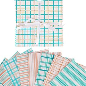 Soimoi Check Print Precut 5-inch Cotton Fabric Quilting Squares Charm Pack DIY Patchwork Sewing Craft- Turquoise Blue