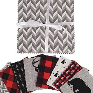 Soimoi Christmas Print Precut 5-inch Cotton Fabric Quilting Squares Charm Pack DIY Patchwork Sewing Craft- Light Gray