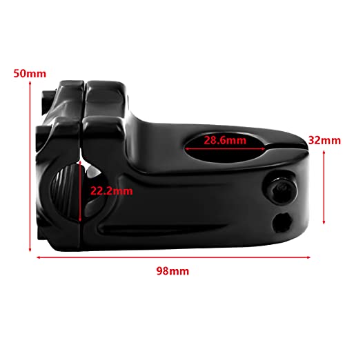 SENQI Bike Stem Aluminum Alloy BMX Fixed Gear Bicycle Stem 28.6x22.2mm, Black