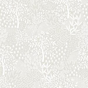 tempaper folk white woodland fantasy removable peel and stick wallpaper, 20 in x 16.5 ft, made in the usa