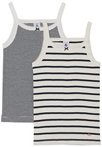petit bateau girls' striped organic cotton vest tops - 2-pack style a01f7 sizes 2-18 years (size 4 style a01f7) multi