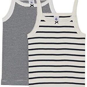 Petit Bateau Girls' Striped Organic Cotton Vest Tops - 2-Pack Style A01F7 Sizes 2-18 Years (Size 4 Style A01F7) Multi