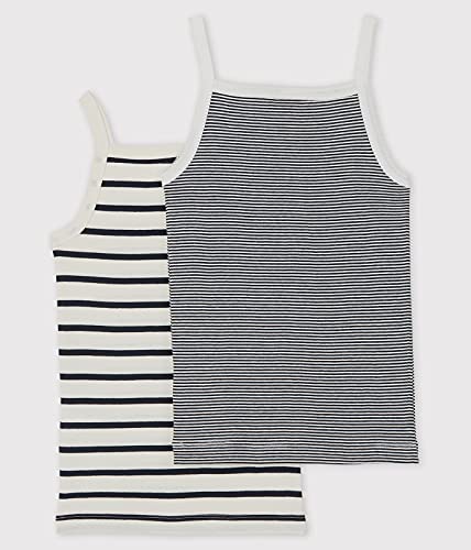 Petit Bateau Girls' Striped Organic Cotton Vest Tops - 2-Pack Style A01F7 Sizes 2-18 Years (Size 4 Style A01F7) Multi