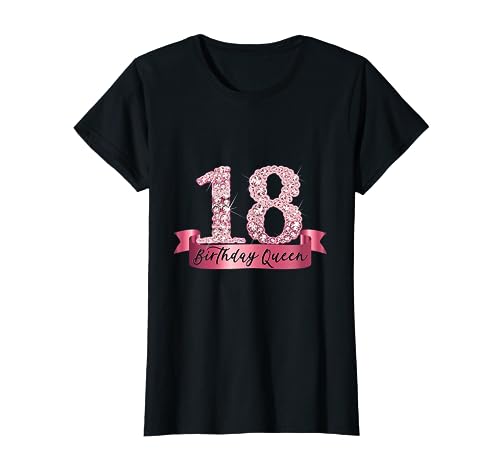 Birthday Queen I Pink 18th Number & Ribbon Banner Outfit T-Shirt