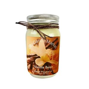 soy scented candles | handmade & highly aromatic candles burns upto 85 hours in glass jar - perfect for home decor, wedding, birthday, dinner (vanilla bean, 16 oz)