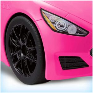 Barbie Toy Car, Bright Pink 2-Seater Convertible with Seatbelts and Rolling Wheels, Realistic Details