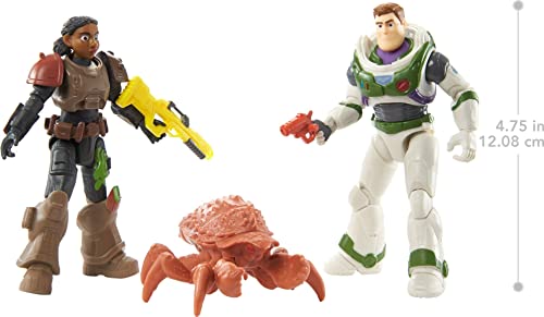 Mattel Lightyear Toys Toy Figures and Accessories, 5-in Scale Izzy & Buzz Figures, Oversized Bug & Blasters