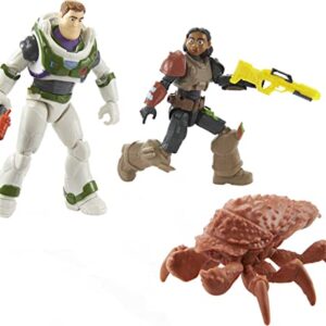 Mattel Lightyear Toys Toy Figures and Accessories, 5-in Scale Izzy & Buzz Figures, Oversized Bug & Blasters