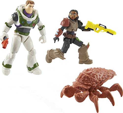 Mattel Lightyear Toys Toy Figures and Accessories, 5-in Scale Izzy & Buzz Figures, Oversized Bug & Blasters