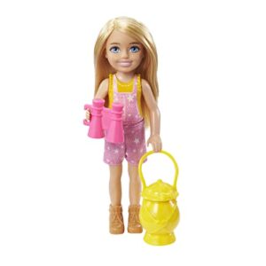 barbie it takes two doll & accessories, camping playset with owl, sleeping bag & accessories, blonde chelsea small doll