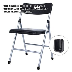 36 Pieces 7/8 Inch Folding Chair Leg Caps Heavy-Duty Plastic Chair End Caps Non-Marring Furniture Glides Round Hardwood Floor Protectors (Black)