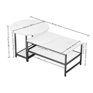 WOHOMO Coffee Table White Modern Coffee Tables for Living Room Detachable 2 Small Coffee Tables Faux White Marble