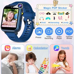 Smart Watch for Kids , Kids Game Smart Watch Boys with HD Touch Screen 24 Games Music Player Camera Alarm Clock Pedometer Torch Calculator 12/24 hr Kids Watches for Boys Gift for 3-12 Year Old