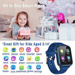 Smart Watch for Kids , Kids Game Smart Watch Boys with HD Touch Screen 24 Games Music Player Camera Alarm Clock Pedometer Torch Calculator 12/24 hr Kids Watches for Boys Gift for 3-12 Year Old