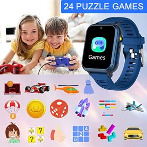 Smart Watch for Kids , Kids Game Smart Watch Boys with HD Touch Screen 24 Games Music Player Camera Alarm Clock Pedometer Torch Calculator 12/24 hr Kids Watches for Boys Gift for 3-12 Year Old