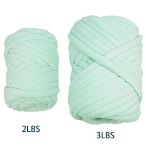 Casaphoria Chunky Yarn for Hand Arm Knitting Blanket,Super Soft Giant Yarn Cotton Tube Yarn,Washable Velvet Jumbo Crochet DIY Yarn for Pet Bed,Bulky Yarn for Pillow(Green,2Lbs)