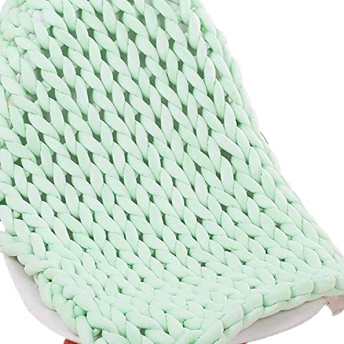 Casaphoria Chunky Yarn for Hand Arm Knitting Blanket,Super Soft Giant Yarn Cotton Tube Yarn,Washable Velvet Jumbo Crochet DIY Yarn for Pet Bed,Bulky Yarn for Pillow(Green,2Lbs)