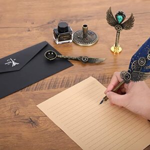 Facwxiao Quill Pen and Ink Set,Feather Pen Set for Calligraphy,Christmas Gift for Handwriting Lovers, Birthday Gift(Bule)