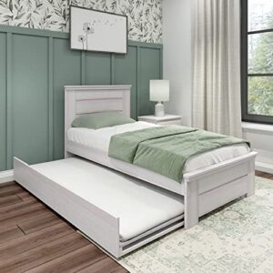 Max & Lily Modern Farmhouse Bed with Panel Headboard and Trundle, Twin, Driftwood