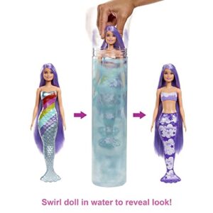 Barbie Color Reveal Doll & Accessories, Rainbow Mermaid Series, 7 Surprises, 1 Mermaid Barbie Doll (Styles May Vary)