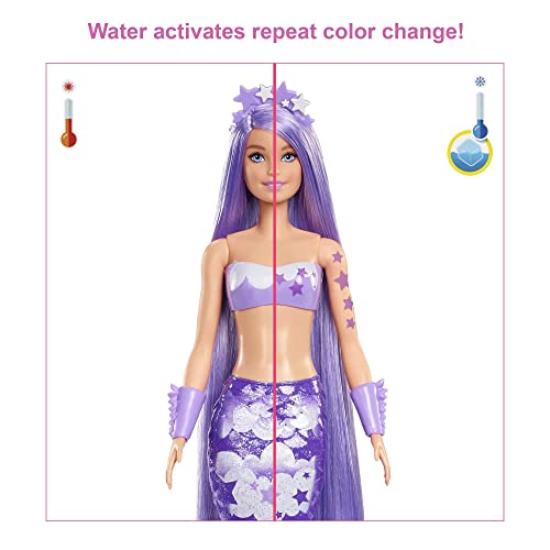 Barbie Color Reveal Doll & Accessories, Rainbow Mermaid Series, 7 Surprises, 1 Mermaid Barbie Doll (Styles May Vary)