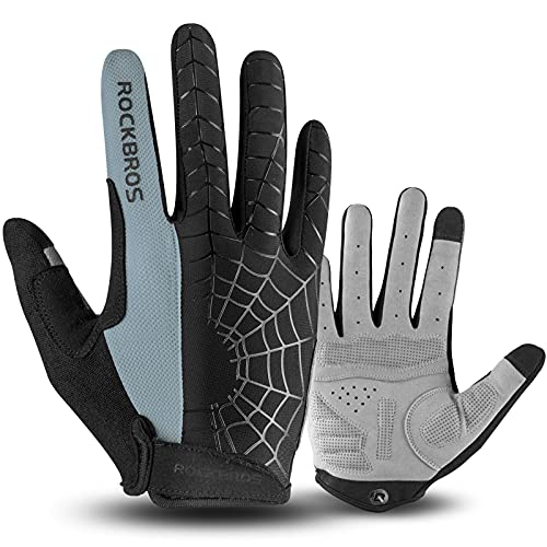 ROCKBROS Cycling Gloves for Men Mountain Bike Gloves Bicycle Gloves SBR Pad Anti-Slip Road Riding Gloves for Spring, Autumn Breathable Sports Gloves