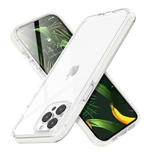 mateprox compatible with iphone 13 pro max case clear thin slim crystal transparent cover shockproof bumper case for iphone 13 pro max 6.7" 2021(white)