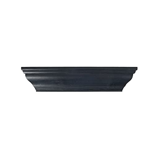 PRINZ Shelves 24" Black Wash Crown Molding Wood, Floating Wall Shelves for Bathroom, Bedroom, Wall Decor, 24" X 5" X 4"