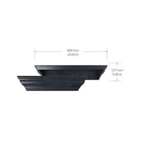 PRINZ Shelves 24" Black Wash Crown Molding Wood, Floating Wall Shelves for Bathroom, Bedroom, Wall Decor, 24" X 5" X 4"