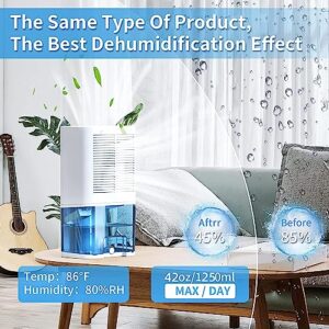 DDVIVAL 68oz Dehumidifier with Drain Hose, 800 sq. Ft Quiet Dehumidifier With Drain Hose & Auto Shut Off, Small Dehumidifiers for Room Bedroom Bathroom Basements Closet RV Kitchen