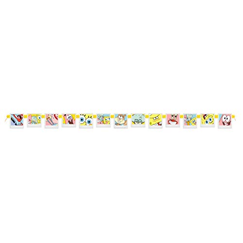 SpongeBob Squarepants Birthday Party Supplies Decoration Bundle Pack includes 1 Jointed Banner, 1 Table Cover, 1 Esave Dinosasur Sticker Sheet