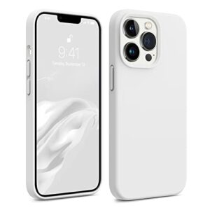 aotesier shockproof designed for iphone 13 pro case, liquid silicone phone case with [soft anti-scratch microfiber lining] drop protection 6.1 inch slim thin cover（white）