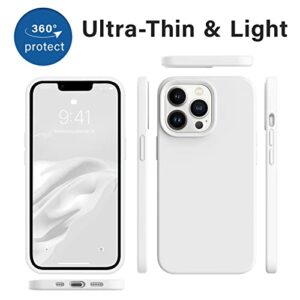 AOTESIER Shockproof Designed for iPhone 13 Pro Case, Liquid Silicone Phone Case with [Soft Anti-Scratch Microfiber Lining] Drop Protection 6.1 inch Slim Thin Cover（White）