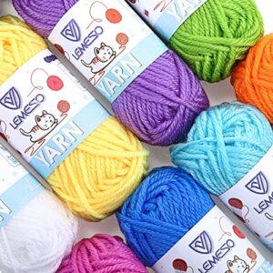 LEMESO 12 Skeins Mini Yarn, 12 Colors 100% Acrylic Mini Knitting Yarn, Great for Knitting Crochet Crafts