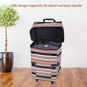 ZICRIC Foldable Shopping Cart with Wheels Rolling Folding Grocery Rolling Pulling Utility Trolley Collapsible Tote Oxford Trolley Bag for BBQ Women Laundry Duffel Fast Food Delivery
