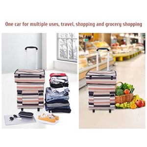 ZICRIC Foldable Shopping Cart with Wheels Rolling Folding Grocery Rolling Pulling Utility Trolley Collapsible Tote Oxford Trolley Bag for BBQ Women Laundry Duffel Fast Food Delivery